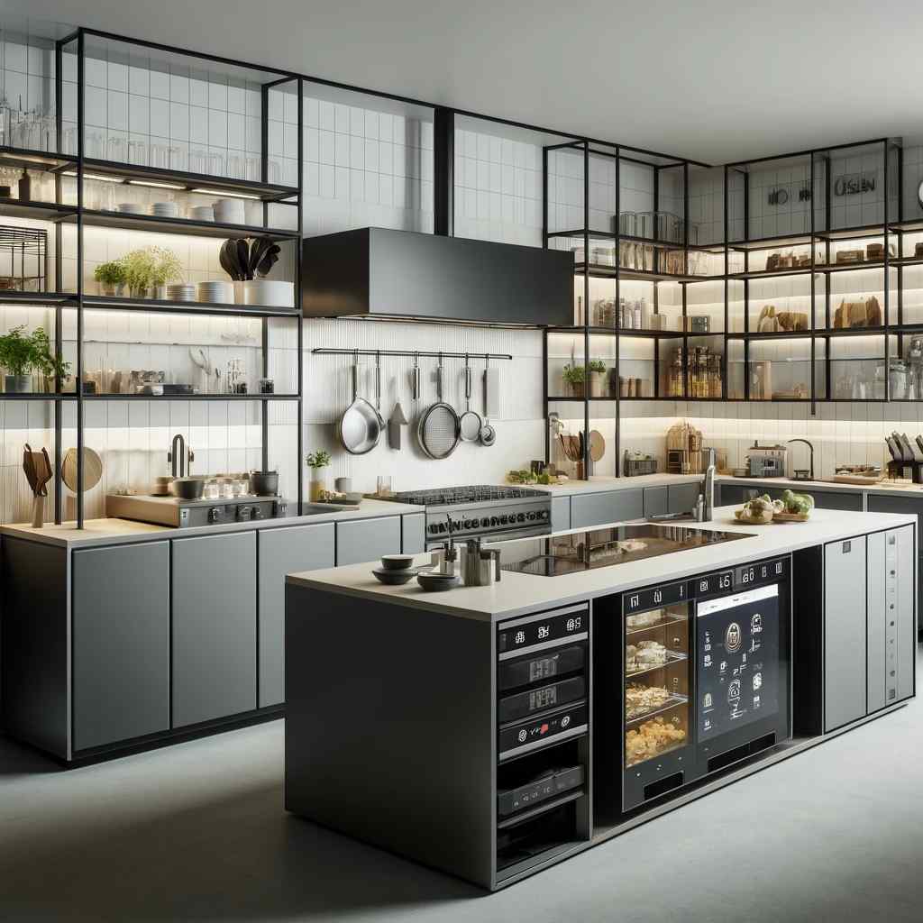 Clean modern café kitchen prep area